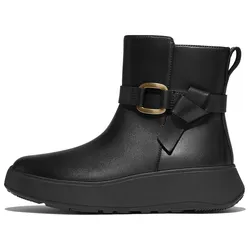 Plateaustiefelette FITFLOP "F-MODE SQUARE-RING", Damen, Gr. 39, schwarz, Leder, Schuhe, Boots, Chunky Boot mit Plateausohle