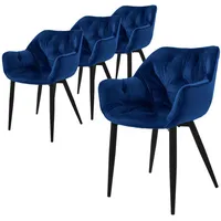 ML-Design 4er Set Dunkelblau, Küchenstuhl mit dickem Samtstoff gepolsterter