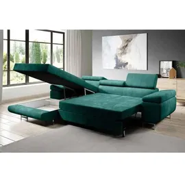 beautysofa Eckcouch Velour 2-Sitzer Grün