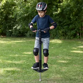 Relaxdays Pogo Stick für Kinder oder Erwachsene Schwarz,Silber