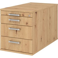 bümö Rollcontainer mit Schubladen, Container abschließbar aus Holz in Asteiche - Rollwagen für's Büro als Schreibtisch Unterschrank, Bürocontainer