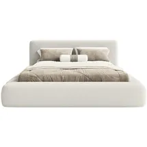 FEDVE Polsterbett Weiß Textil, 140x200 cm, - Weiß