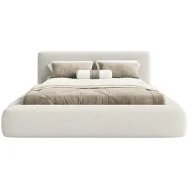 FEDVE Polsterbett Weiß Textil, 140x200 cm, - Weiß