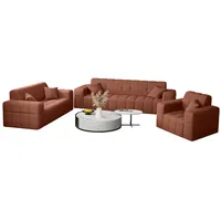 Fun Möbel Polstergarnitur Sofaset Designersofa NANCY 3-2-1 in Stoff Neve, (Set, 3-tlg., inkl. 5 Zierkissen), Rundumbezug braun