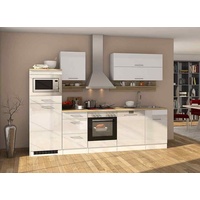 Küchenblock Mailand 280 cm weiß hochglanz ohne Elektrogeräte