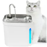 KNKA Trinkbrunnen für Katze 2.2L - Leise Wasserpumpe, BPA-frei, Mit Aktivkohlefilter, Für Hunde und Katzen mit LED-Licht weiß