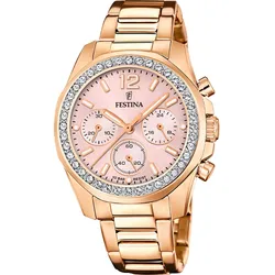 Festina Damen Armbanduhr Boyfriend Rainbow F20639/6 Chronograph Edelstahl roségo...