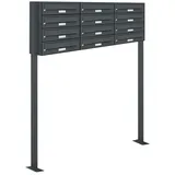 AL Briefkastensysteme 12er Premium Standbriefkasten Anthrazit inkl. Zeitungsfach