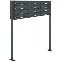 AL Briefkastensysteme 12er Premium Standbriefkasten Anthrazit inkl. Zeitungsfach