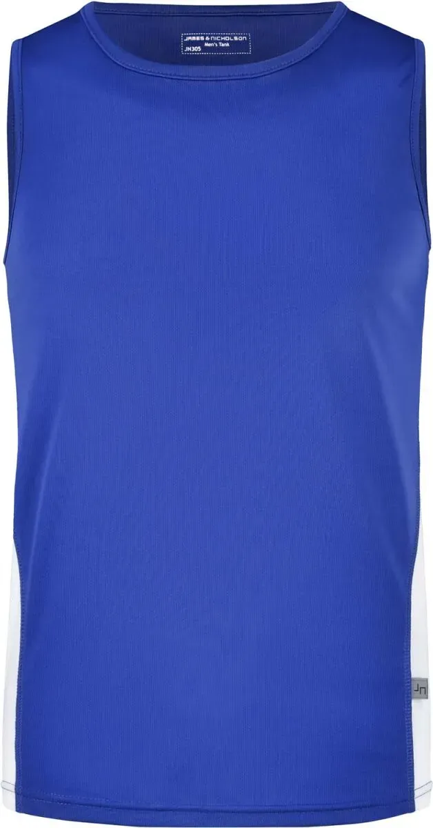 James & Nicholson Herren Lauf Shirt ärmellos Tank Top JN305 royal/white 3XL