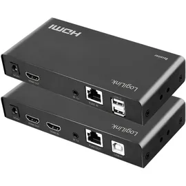 Logilink HDMI Extender Set über LAN, KVM, 50m, 2xUSB,1080p/60Hz,HDCP,IR,loop Out
