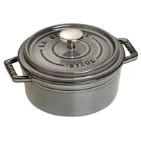 STAUB Gusseisen Bräter/Cocotte, Rund 12 cm, 0,25 L, Aromaregen Funktion für optimale Befeuchtung, Für alle Herdarten inkl. Induktion & Backofen, Graphitgrau, Grau