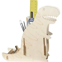 Pebaro 3D-Puzzle Holzbausatz Laser cut Stiftehalter Dinosaurier, 477/3, 7 Puzzleteile