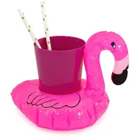 Oblique-Unique® Aufblasbarer Getränkehalter Trinkhalter Flamingo Einhorn Donut Fußball Palme - wählbar - Cup Holder Mini Pool Spielzeug (Flamingo - Pink)