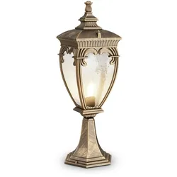 Licht-Erlebnisse Sockelleuchte KATHI Gold antik Aluminium Glas 1x E27 bis 60W LE116270