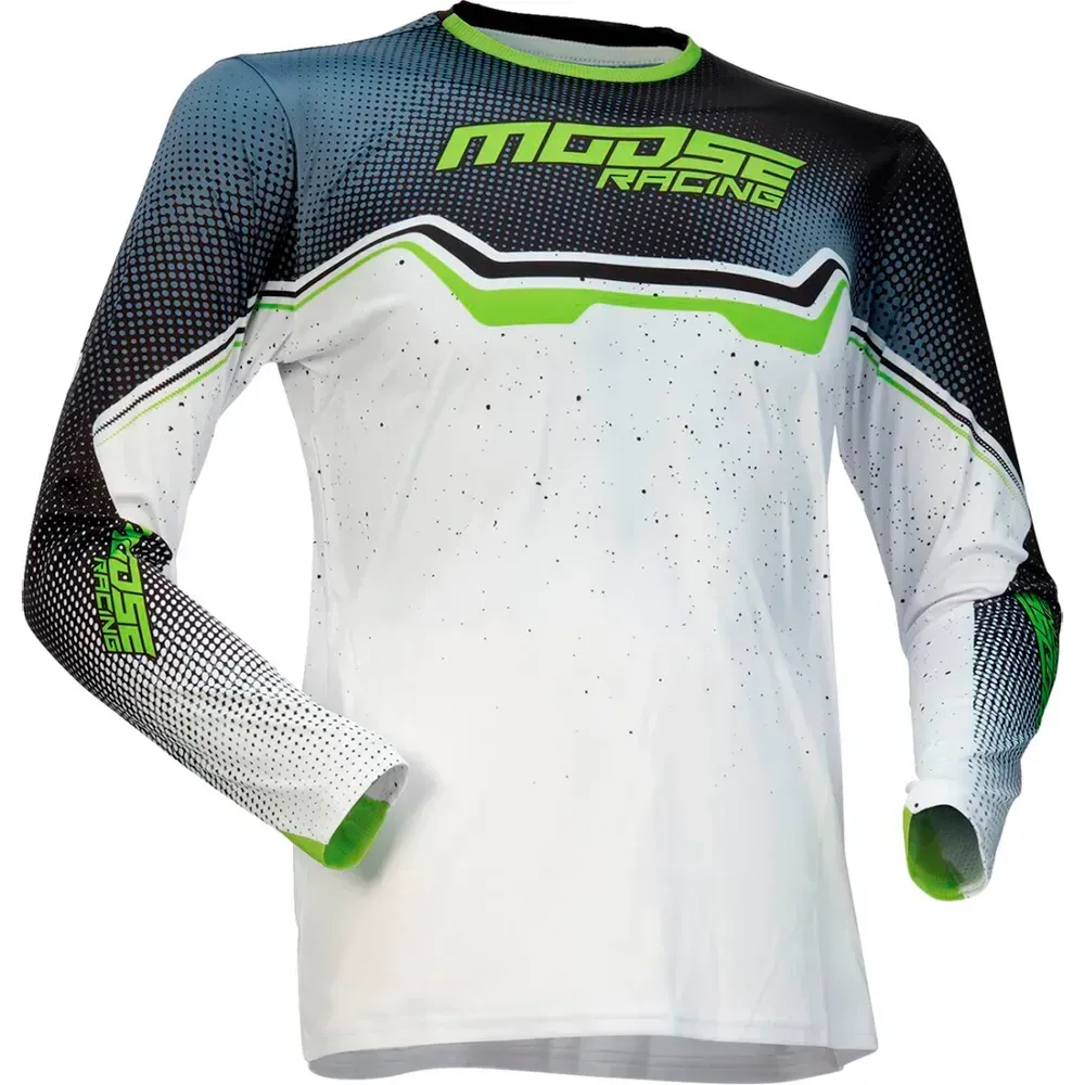 Moose Racing Soft-goods Qualifier® Langarm-trikot - Black / Green / White Black / White - 5-6 Jahre