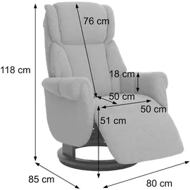 MCA Furniture MCA Relaxsessel + Aufstehhilfe HWC-N58, Fernsehsessel Sessel Fußstütze Bouclé Stoff Holz ~ grau, Holz Natur