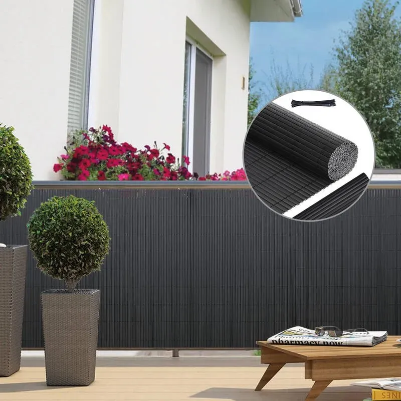 Sekey PVC – Balkon-Sichtschutzgitter aus PVC, doppelt verstärkt, kabelgebunden, ohne Bohren, wasserdicht, Windschutz, für Garten und Terrasse, 0,8 x 3 m