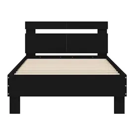 vidaXL Bettgestell mit Kopfteil und LED-Leuchten Schwarz 100x200 cm