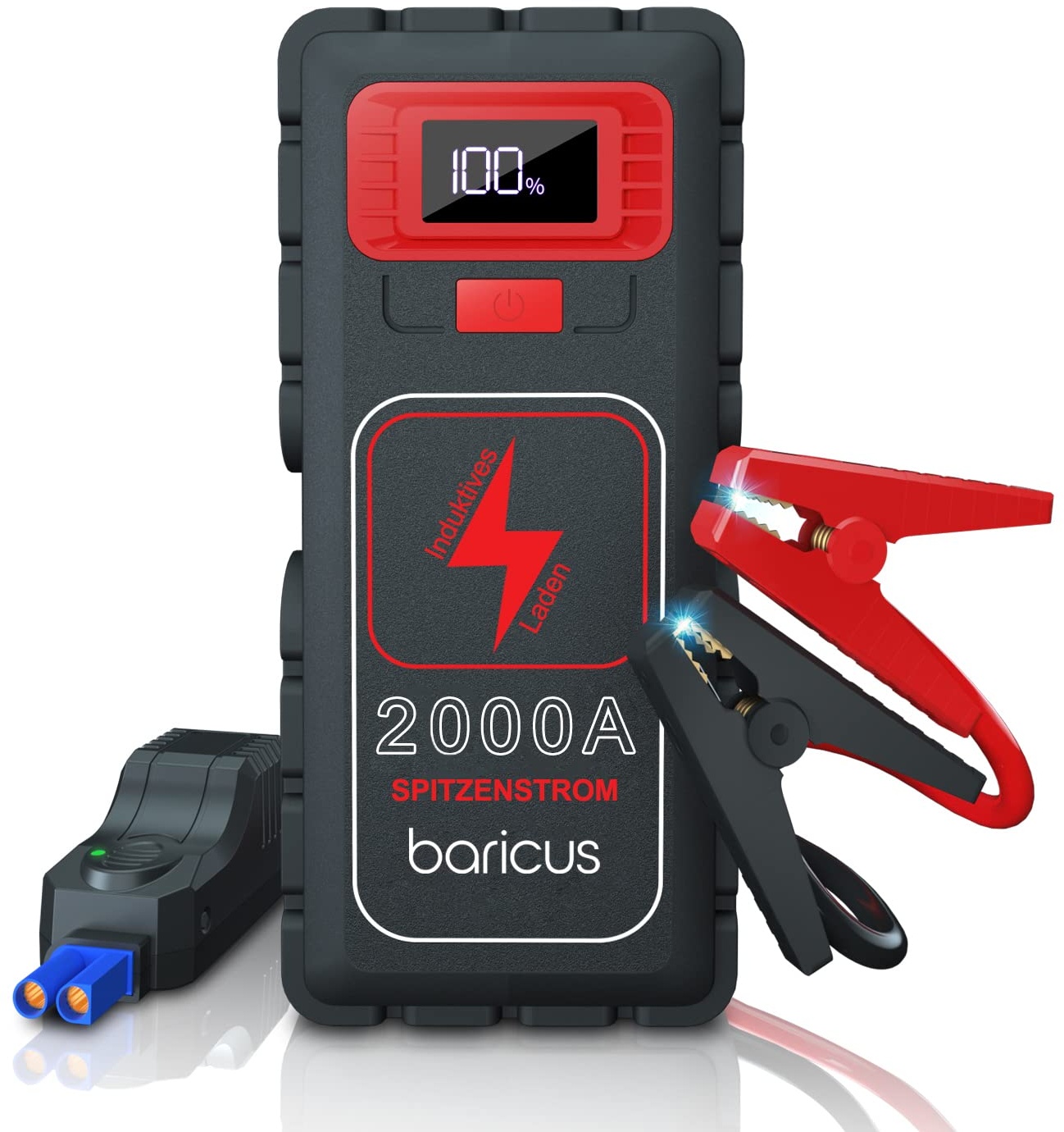 Baricus Powerbank 2000A - Jump-Start Multifunktions-Set - Auto Starthilfe - Wireless Charger - mit Aufbewahrungstasche - USB Typ-C Kabel - Adapter Zigarettenanzünder