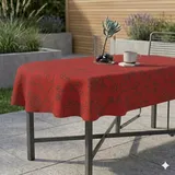Miami Gartentischdecke Tischdecke Meterware Outdoortischdecke Campingtischdecke Mediterran Rot Oval 130 x 160 cm Outdoor Camping