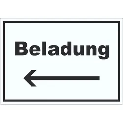 HB-Druck Beladung Aufkleber mit Text und Richtungspfeil links Transport Fracht waagerecht A2 (420x594mm)