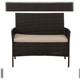 Mendler Poly-Rattan Garten-Garnitur HWC-N98, Sitzgruppe Lounge-Set, Metall Glas Stoff/Textil (180g/m2) ~ braun, Kissen creme