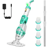 VIVOHOME 4300LPH Poolsauger Akku mit 250cm Verlängerungsstange Pool Staubsauger mit 4 Filterbeutel 2,6L tragbarer Poolreiniger mit Betriebsdauer bis zu 75 Minuten für Schwimmbecken Whirlpools