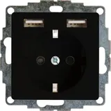 Kopp 296250006 HK07 - Unterputz-Schutzkontakt Steckdose mit 2 USB-Ladebuchsen, schwarz matt