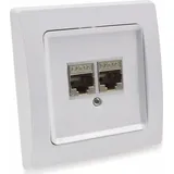 ChiliTec DELPHI Netzwerk-Dose 2x CAT6 inkl. Rahmen, UP, weiß