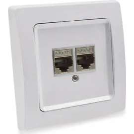ChiliTec DELPHI Netzwerk-Dose 2x CAT6 inkl. Rahmen, UP, weiß