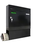 AL Briefkastensysteme Basic 1er Briefkasten Tief Schwarz inkl. Zeitungsfach