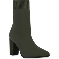 VAN HILL Schlupfstiefeletten Stiefeletten Blockabsatz Strick Schuhe 838159, Farbe: