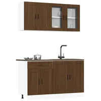 VidaXL 4-tlg. Küchenschrank-Set Braun Eichen-Optik Holzwerkstoff