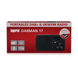 Imperial DABMAN 17 – Tragbares DAB+ & UKW-Radio (portables Digitalradio, Musikwiedergabe via Bluetooth und USB, austauschbarer Akku) – Schwarz