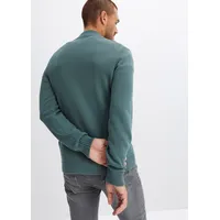 bonprix Strickjacke BONPRIX "Feinstrickjacke aus Baumwolle", Herren, Gr. 52/54 (L), grün (graugrün), Obermaterial: 100% Baumwolle, regular fit, Strickjacken Strickjacke, Regular fit, Feinstrick, mit Stehkragen, aus Baumwolle