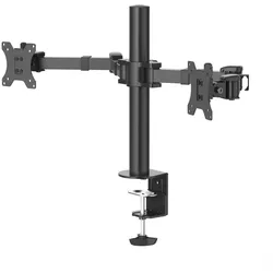 HAMA Monitor-Halterung "Bildschirmhalterung, 2 Monitore, Doppelarm Schwarz", schwarz, B:29cm H:12cm T:45cm, Gerätehalterungen