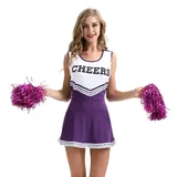 Botiniv Cheerleader Kostüm Damen Uniform Kostü Karneval Uniform Schuloutfit für Damen Mädchen