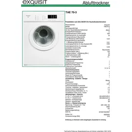 GGV Exquisit TAE 70-3 Ablufttrockner (7 kg)