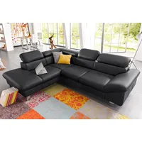 Ecksofa COTTA "Driver L-Form, B: 265 cm", schwarz, B:268cm H:73cm T:214cm, Kunstleder SOFTLUX;LEDER BEEFY (ein abgedecktes Spalt-Rindsleder) im Sitz und Rücken (Korpus in Kunstleder);Luxus-Kunstleder;Leder Pampas (echtes Rindsleder) im Sitz und Rücken (Rückseite mit Spannstoff bezogen), Sofas, Ecksofa, Kopfteilverstellung, optional Bettfunktion & Bettkasten, Topseller