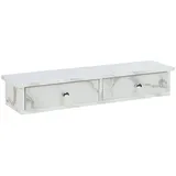 [en.casa] Wandregal Geeste 60x15x10 cm mit 2 Schubladen Marmoroptik, weiß
