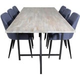 ebuy24 Jepara Essgruppe Esstisch Teak und 6 Plaza Esszimmerstühle blau, schwarz.