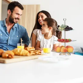 Relaxdays 10025680 rund, Cupcake, Keks, Obst, Muffin, Servierständer, Glas, Edelstahl, silber/transparent,