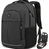 Laptop-Rucksack, Schulrucksack, große TSA 17.3 Zoll Reise Carry auf Rucksack, College Student Bookbag mit USB-Anschluss, Teenager wasserdichte Computer Rucksack Geschenk für Männer Frauen, Grau