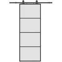 vidaXL Schiebetür mit Beschlag Schwarz 76x205 cm ESG-Glas
