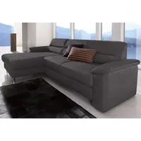 Ecksofa SIT & MORE "Ascara L-Form", grau (anthrazit), B:251cm H:85cm T:165cm, NaturLeder;Luxus-Microfaser (100% Polyester);Softlux-Kunstleder;Primabelle-Microfaser (100% Polyester), Sofas, Ecksofa, inklusive Boxspring/Federkern-Polsterung, wahlweise mit Bettfunktion