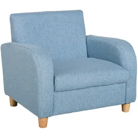 Homcom Kindersessel Holz Leinen Blau 49 x 45 x 44,5 cm