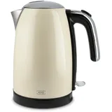 KHG Wasserkocher WK-1714 CE Creme Beige 1,7 Liter 2200 Watt, Retro Look, Abschaltautomatik, herausnehmbarer Kalkfilter, Trockengehschutz, Kontrollleuchte am Schalter, 360° Sockel, präziser Ausgießer