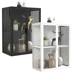 VCM Glasvitrine hängend   Vitrine Glas mit ESG-Sicherheitsglas   Maße ca. H.  65x60x35 cm   Hängevitrine Glas   Modern und platzsparend   Glas Vitrinenschrank -  Flokas S