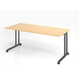 Hammerbacher Schreibtisch ahorn rechteckig, C-Fuß-Gestell grau 180,0 x 80,0 cm